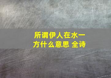 所谓伊人在水一方什么意思 全诗